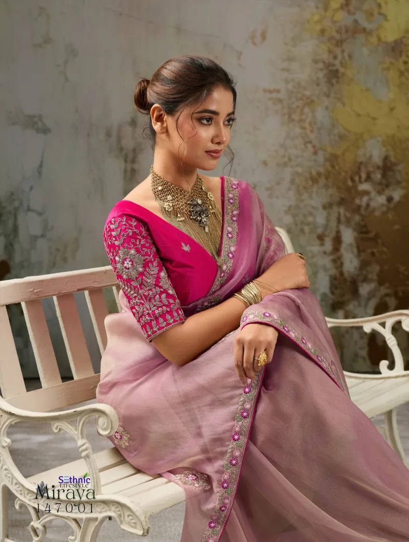 Miraya By Sethnic Metallic Tissue Designer Saree